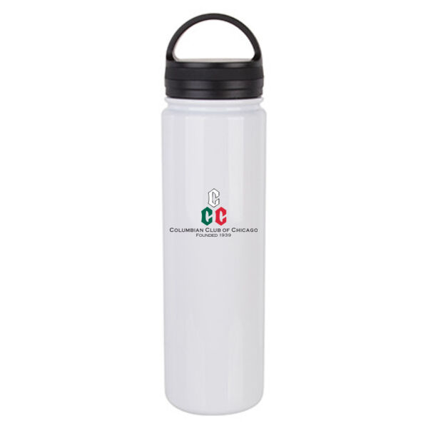 23oz Stainless Steel Flask Bottle w/Portable Lid - Sublimated Logo Thumbnail