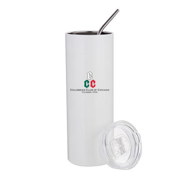 20oz Stainless Steel Tumbler W/Straw & Lid - Sublimated Logo Thumbnail